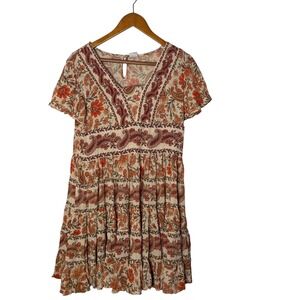 BILA Short‎ Babydoll Dress Women Size XS Paisley BOHO Gypsy Festival Western